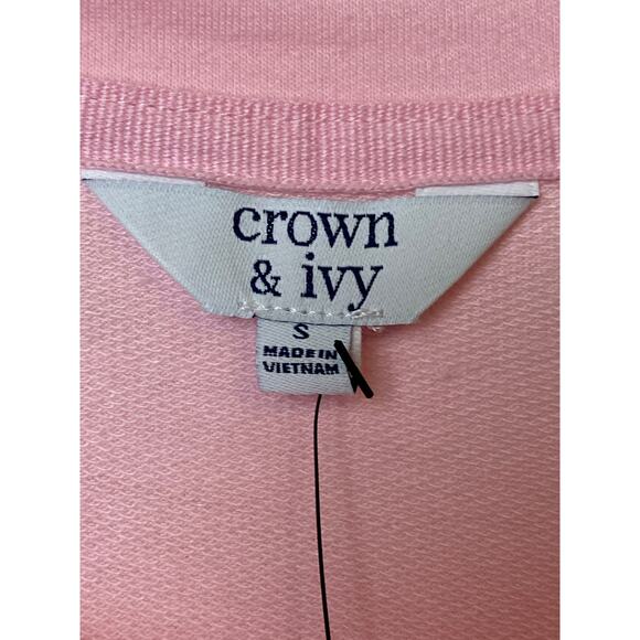 Crown & Ivy Women's Meadow Pink Tiered Ruffle Terry Jersey Dress Size Small - Picture 3 of 8